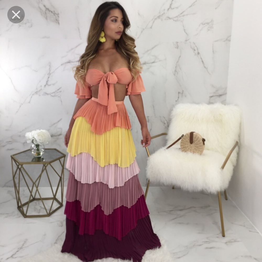 Two piece multi colored skirt set... Never worn